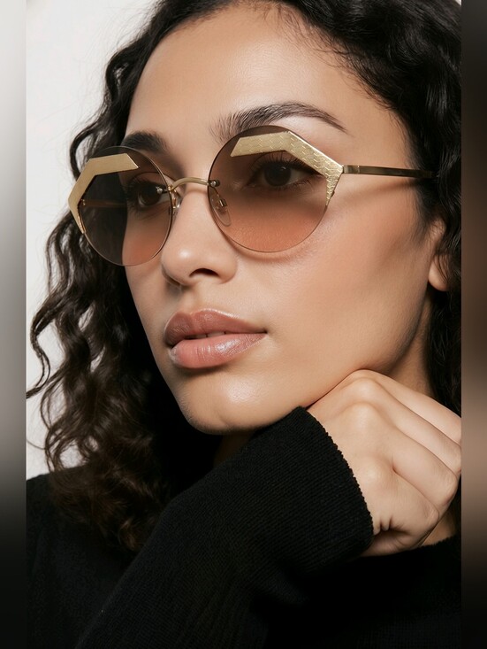 BVLGARI Accessories - BVLGARI SERPENTEYES Brushed Gold Orange Metal Round Scales Sunglasses